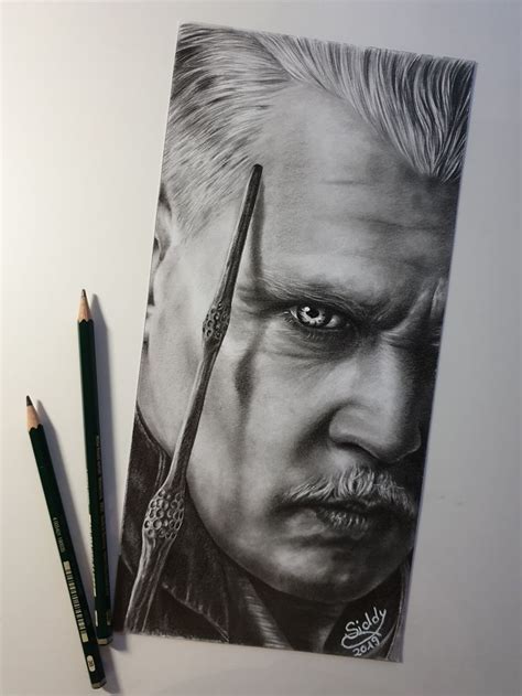 Portraitzeichnung Von Johnny Depp Als Gellert Grindelwald In