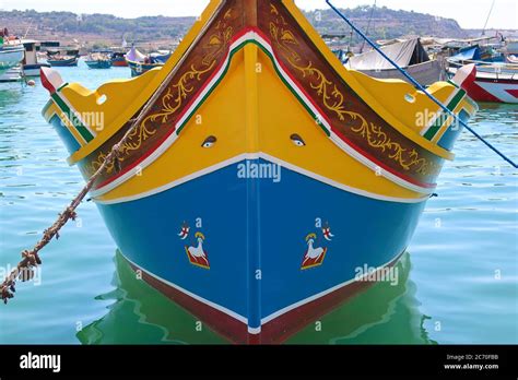 Typical Maltese Fishing Boat Called Luzzu With The Eye Of Osiris In