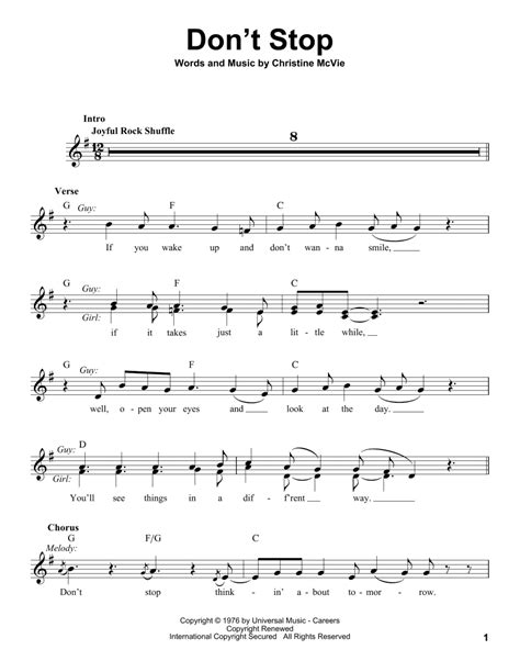 Don T Stop Pro Vocal Print Sheet Music Now