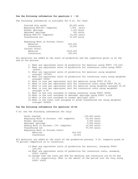 Scribd Practical Problems On Process Costing Use The Following