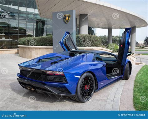 Blue Lamborghini Aventador, Doors Open Editorial Stock Photo - Image of ...