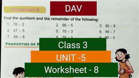 Dav Class 3 Maths Unit 5 Worksheet 8 And 9 All Questions Solved Youtube