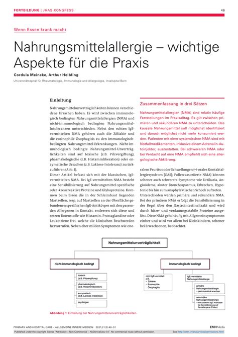 PDF Nahrungsmittelallergie wichtige Aspekte für Praxis