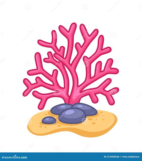 Algas De Dibujos Animados Aisladas Sobre Fondo Blanco Hermoso Coral