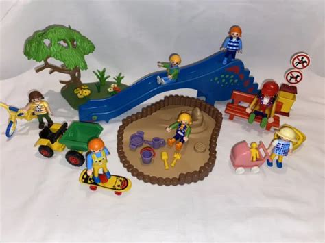 PLAYMOBIL ENFANTS MAMAN Toboggan Bac A Sable Du 3822 Parc Jardin EUR 9