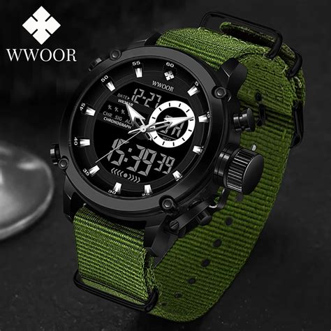 WWOOR Reloj Deportivo De Nailon Para Hombre Cron Grafo Digital De