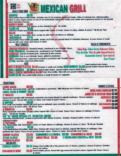 menu  mexican grill everett