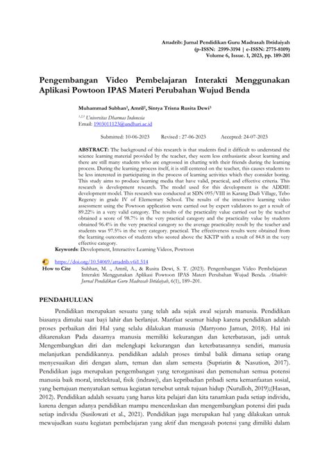 Pdf Pengembangan Video Pembelajaran Interakti Menggunakan Aplikasi