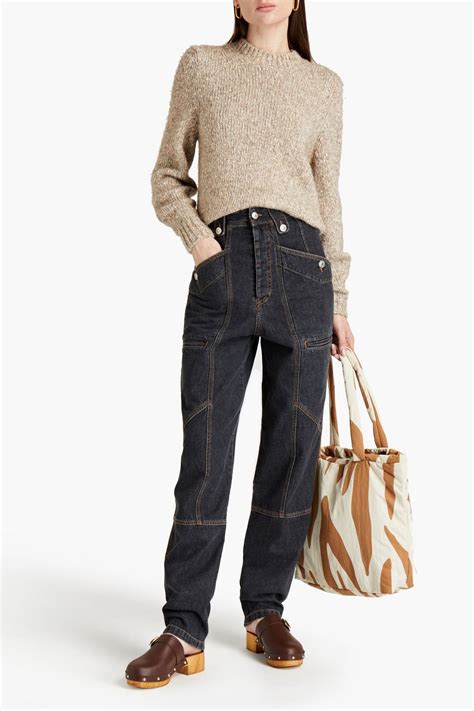 MARANT ÉTOILE Neko embroidered high rise tapered jeans THE OUTNET