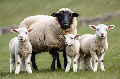 Premium Photo Ewe Sopravissana Sheep With Her Lambs Isolated On White