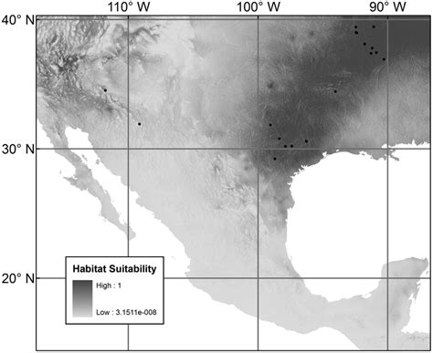 Species Distribution Model For Triatoma Sanguisuga The Black Dots Show