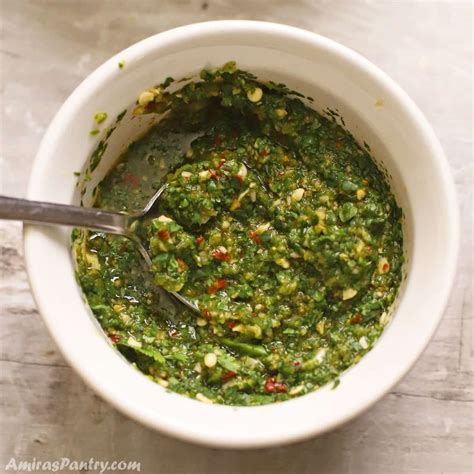 Authentic Zhoug Spicy Cilantro Sauce Amira S Pantry