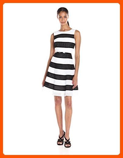 Calvin Klein Eyelet Stripe Fit And Flare Dress