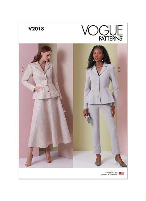 Vogue Patterns V2018 Misses Jacket Skirt And Trousers Sewdirect