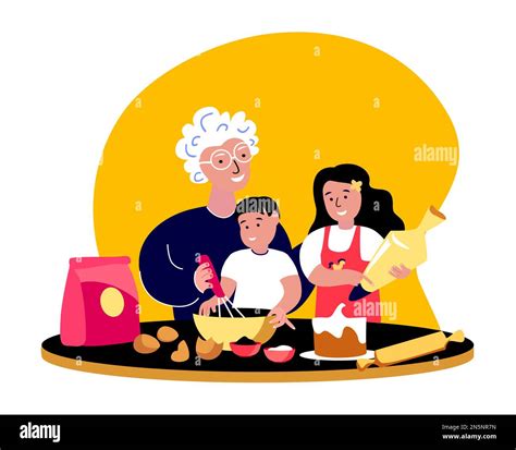 Grandmother Granddaughter Cook Kitchen Cut Out Stock Images And Pictures