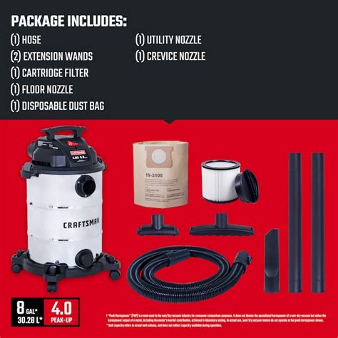 Craftsman 8 Gallon 4 Hp Corded Wet Dry Shop Vacuum With Accessories Included Cmxecxa18117 At