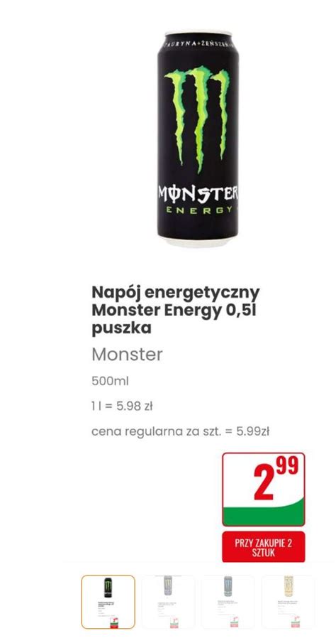 Monster zrobił sporą promocję 50 taniej za puszki popularnego napoju