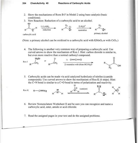 Solved ChemActivity 40 Reactions Of Carboxylic Acids 349 Chegg