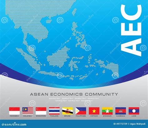 Asean Map Dotted Style Illustration For Background Stock Illustration