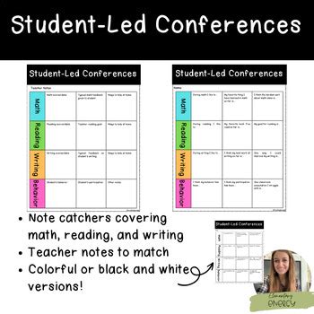 Student Led Conferences Note Catcher By Elementaryenergy TPT