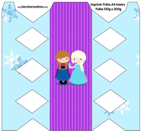 Caixa Bala Frozen Cute Roxo E Azul Fazendo A Nossa Festa