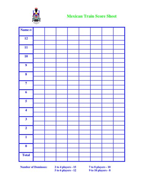 Free Printable Domino Score Sheets