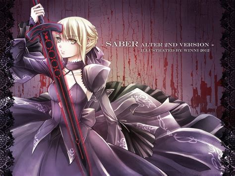 Saber Alter Saber Text Dress Blonde Hair Sexy Blood Fate Zero