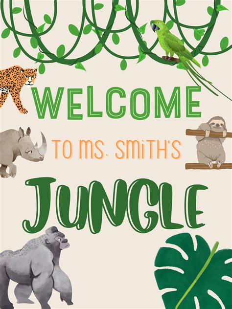 Welcome to the Jungle Classroom Poster Template PNG, Printable - Etsy