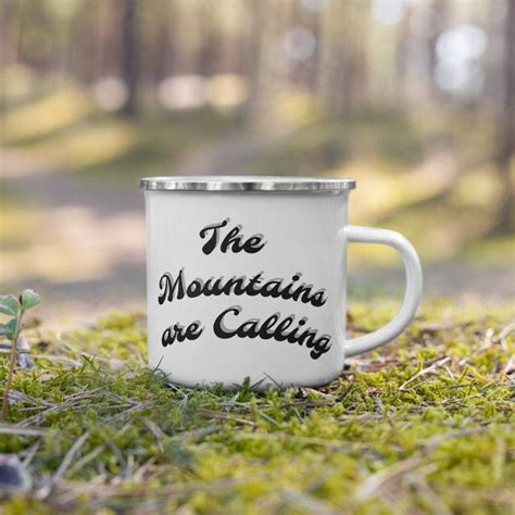 The Mountains Are Calling Double Sided Enamel Mug Hiking T Camping