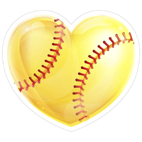 Shiny Yellow Heart Softball Sticker