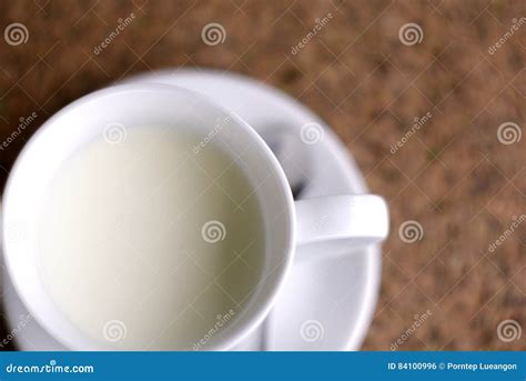 Hot Milk And White Cup On Table Stock Photo Image Of Edible Cafe