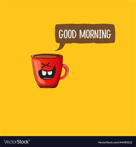 Good Morning Quote With Cute Red Coffee Cup Vector Image