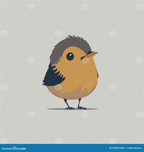 Simple Illustration Of Cartoon Sparrow In Flat Design Stock Vector