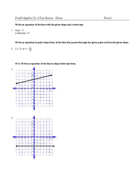 PreAP Algebra Ch. 4 Test Review and Practice Problems - Studocu