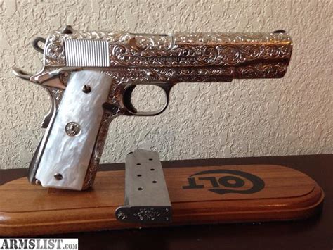 ARMSLIST For Sale Colt 1911 45 Nickel Series 70 Fully Engraved