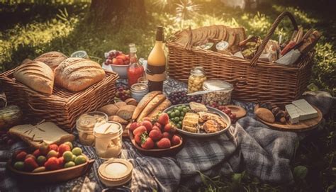 Repas De Pique Nique Frais Sur Une Couverture Rustique L Ext Rieur