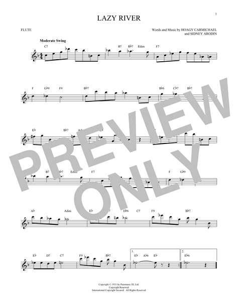 Lazy River Sheet Music Hoagy Carmichael Flute Solo