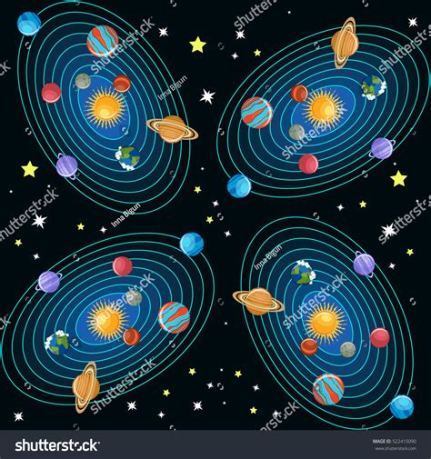 Solar System Seamless Pattern Planets Orbits Stock Vector Royalty Free