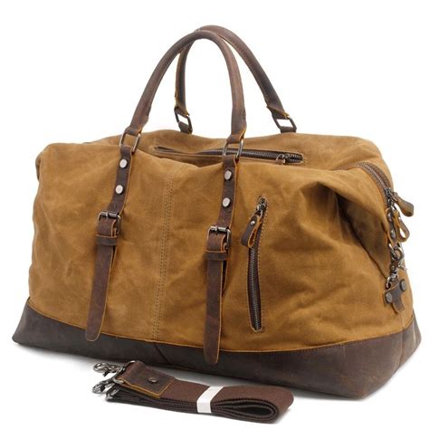 Vintage Waxed Canvas Men Travel Duffel Large Capacity Oiled Leather Military Weekend Bag Basic