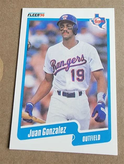 1990 CARTE DE Baseball Recrue Fleer Juan Gonzalez 297 RC Texas Rangers