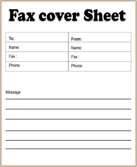 Printable Free Blank Fax Cover Sheet Template PDF