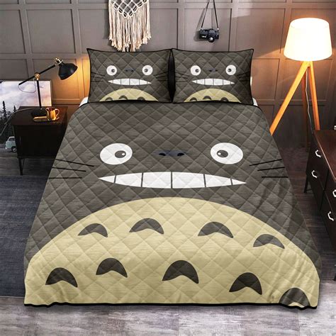 Totoro Face Funny Ghibli Studio Quilt Bed Sets