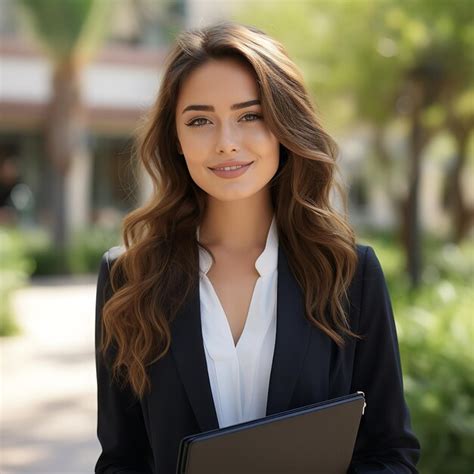 Premium Photo Beautiful Smiling Businesswoman Outside Generative Ai