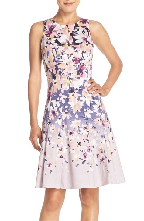 Maggy London Floral Sateen Fit And Flare Dress Regular And Petite Nordstrom