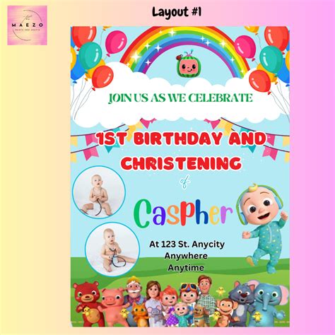 Cocomelon Theme Birthdaybaptismal Invitation Card Shopee Philippines