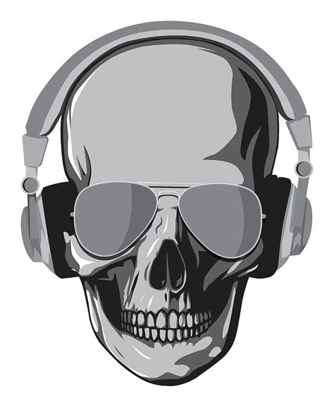 Skull With Headphones Vector At Vectorified Collection Of Skull