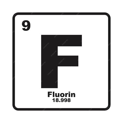 icono de fluor elemento quimico en la tabla periodica vector premium