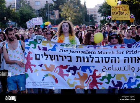 Israelis Taking Part In The Annual Jerusalem Gay Pride Parade As Part