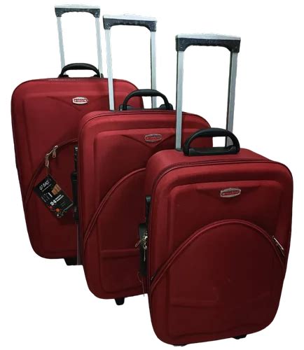 Imagine Polyester Maroon Luggage Trolley Bag Set Set Contains 3