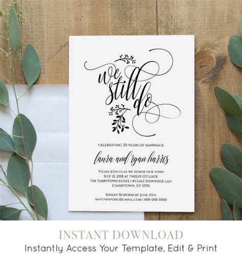 Vow Renewal Invitation Template Printable We Still Do Etsy